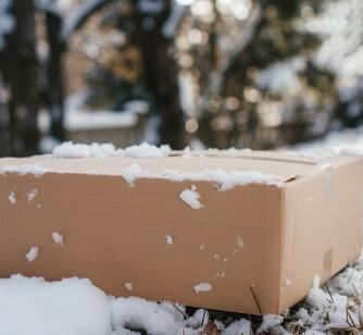 carton sous la neige